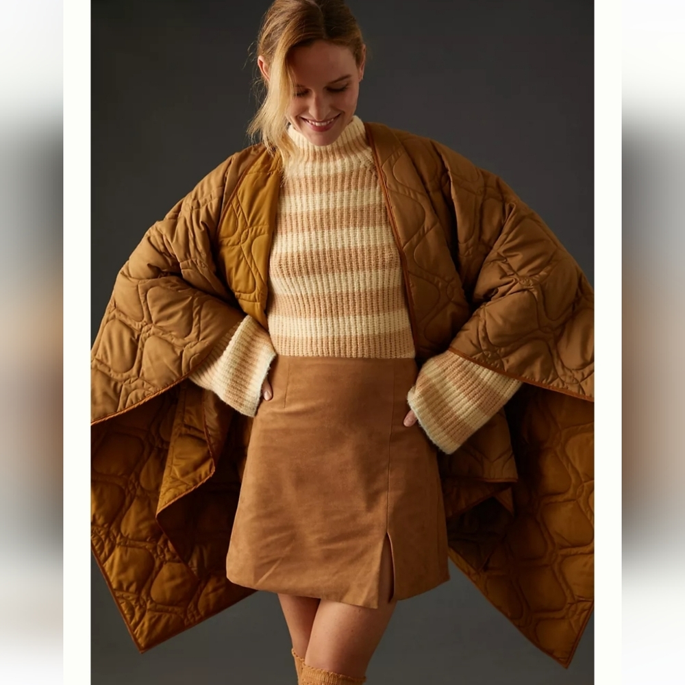 Anthropologie Puffer Wrap - tan/ochre - Picture 2 of 11